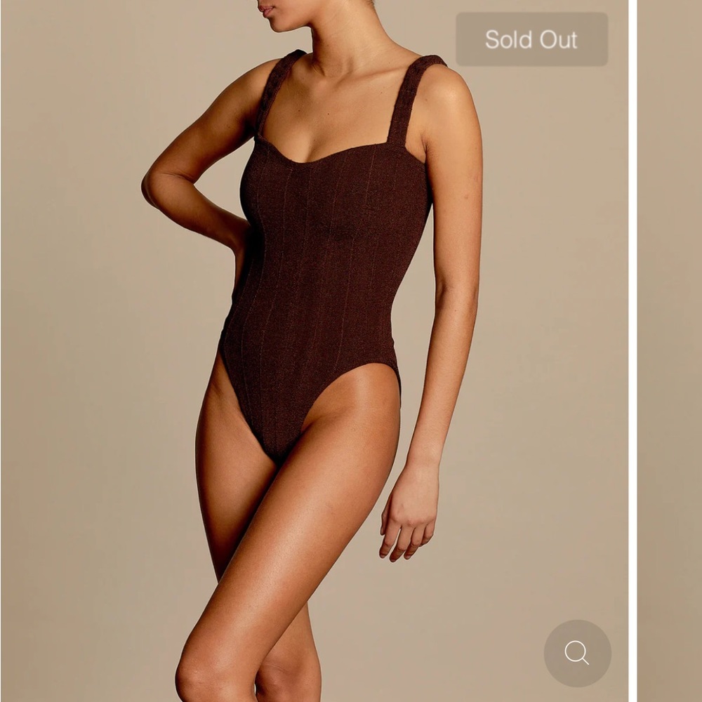 NWT Hunza G Sydney Nile Swim Metallic Chocolate